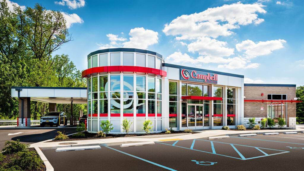exterior of financial institution design build project